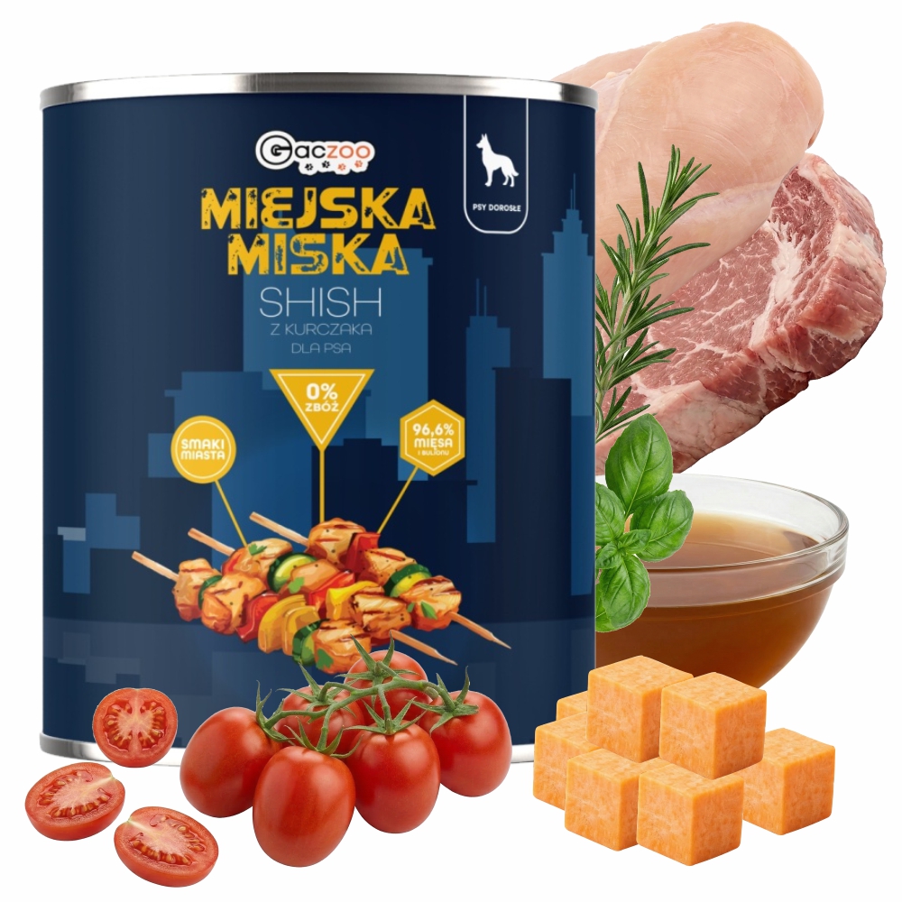 Gaczoo Miejska Miska karma mokra dla psa Shish z kurczaka Style 800g